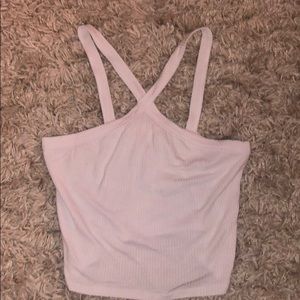 White crisscross crop top